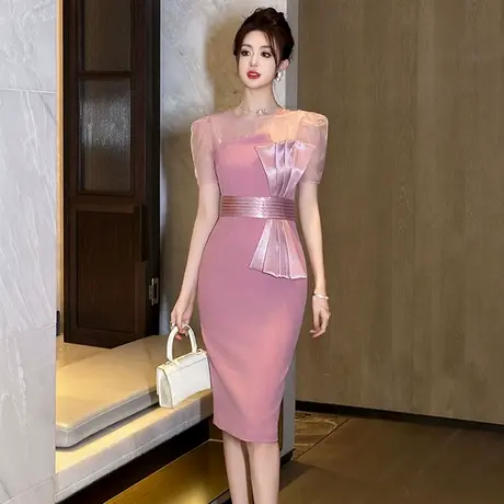 绝美设计感小众宴会晚礼服中长款显瘦收腰女神范气质包臀连衣裙夏图片