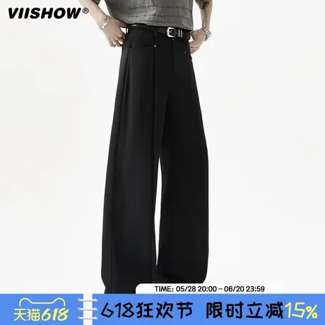 VIISHOW西裤男2025夏季新款美式复古高级感宽松直筒休闲西装裤子商品大图