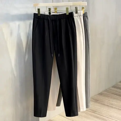 丝光抗皱条纹路男士直筒休闲裤韩版时尚小西裤潮流长裤小脚裤春秋商品大图