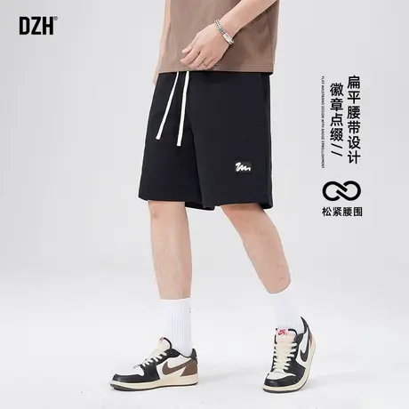 男生黑色透气运动短裤男2025新款夏季美式宽松五分裤休闲中裤潮牌商品大图