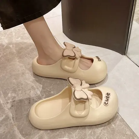 玛丽珍包头凉拖鞋女2025新款夏季可爱蝴蝶结厚底踩屎感外穿沙滩鞋图片