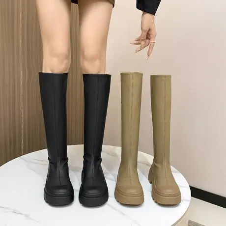 长筒靴女不过膝2023年新款秋季法式气质骑士靴小众显瘦高筒靴子商品大图