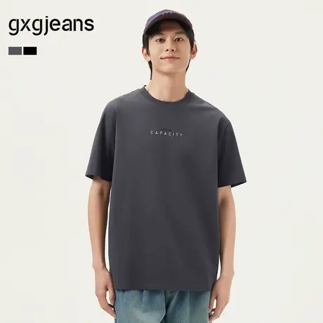 gxg.jeans男装 25年夏新款简约字母胶印休闲宽松男士圆领短袖T恤图片