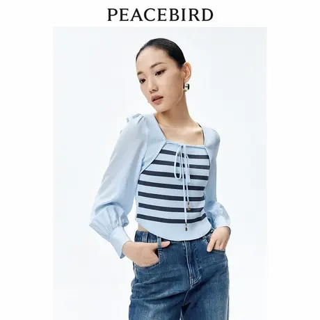 太平鸟女装春季新款拼接上衣A1CDE1348商品大图