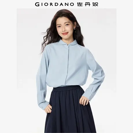 佐丹奴长袖衬衫女秋季新款纯棉法兰绒极简风通勤翻领衬衣05345873商品大图