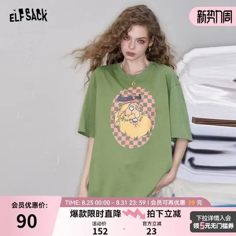 妖精的口袋多巴胺印花圆领t恤女2025年夏季宽松休闲百搭短袖女夏图片