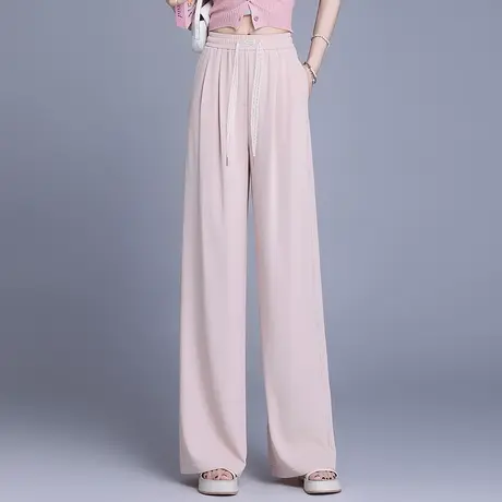 时尚直筒裤女夏季薄款2025新款高腰显瘦宽松休闲裤垂感百搭长裤子图片