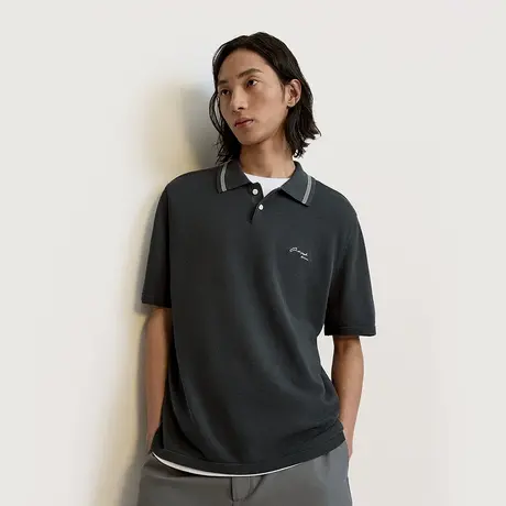 TRENDIANO棉绢丝混纺短袖POLO衫男士高端上衣1SH2030870商品大图