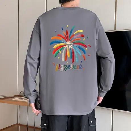 长袖T恤男春秋季2025新款纯棉宽松舒适休闲打底衫美式潮牌上衣服商品大图