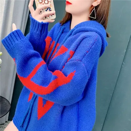 2021年秋冬新款韩版套头慵懒风毛衣女外穿加厚宽松设计感外套上衣商品大图