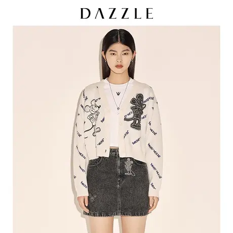 【七七酱专享】DAZZLE米奇系列 地素奥莱春季重工绣珠片针织提花图片