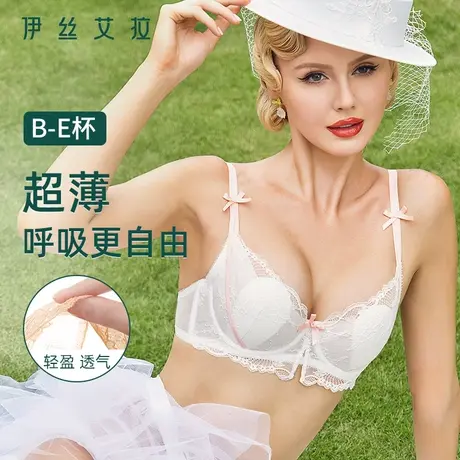 伊丝艾拉大胸显小胸内衣女蕾丝透气文胸聚拢防下垂纯欲法式薄款商品大图