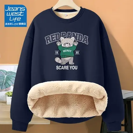 真维斯LIFE小个子女生卫衣女2023新款爆款秋冬外套韩系慵懒风厚商品大图