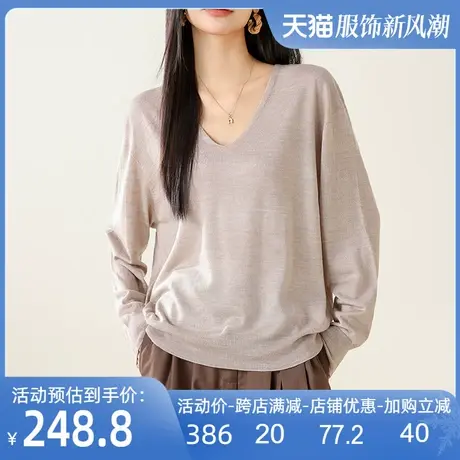 可机洗美丽诺羊毛精无缝一体打底针织衫内搭毛衣女2023秋冬新款商品大图