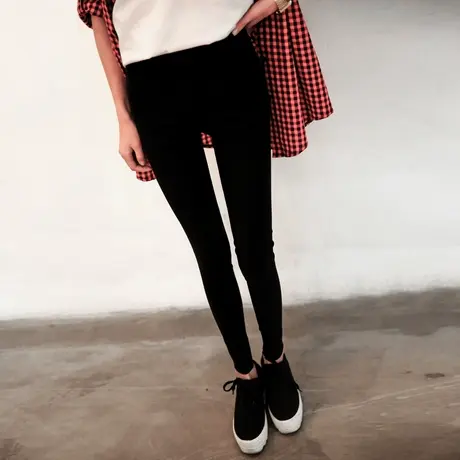 九分长裤新款 秋款紧身打底裤外穿高腰小脚裤女士铅笔大码包邮商品大图