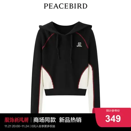 【商场同款】太平鸟女装2023冬季新款运动连帽套头毛衫A3EBD4328商品大图