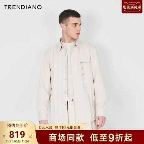 TRENDIANO官方立体坎线舒适合体翻领衬衫男潮2023新款冬季商品大图