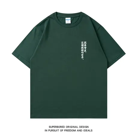 試著讚美 這個殘缺的世界夏季简约短袖t恤男纯棉宽松休闲体恤上衣商品大图