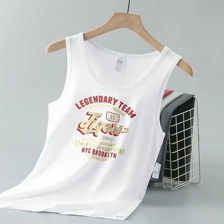 莫代尔白色背心男夏季健身篮球速干运动坎肩冰丝凉感无袖t恤吊带商品大图