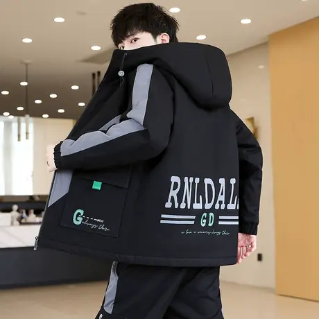 2023年新款男外套春秋季潮流青少年学生连帽夹克工装上衣休闲套装商品大图
