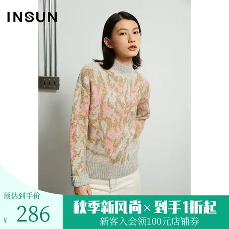 恩裳春秋季时尚定纺花式纱线套头上衣毛针织衫女图片