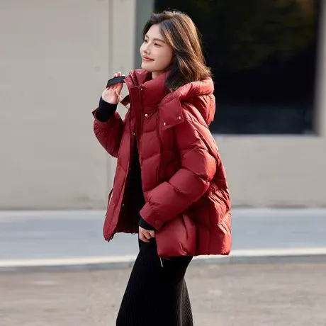 时尚气质羽绒服2023年冬季新款女百搭韩版知性宽松连帽厚款外套商品大图