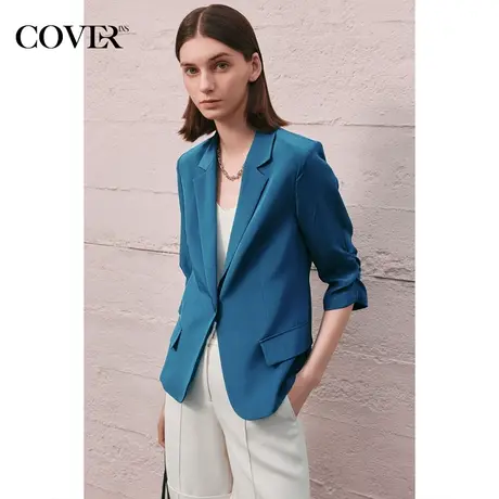COVER夏季桑蚕丝混纺修身七分袖西装图片