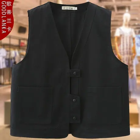 40-50岁中年胖妈妈秋装坎肩马夹女200斤大码宽松时尚纯棉马甲外套商品大图