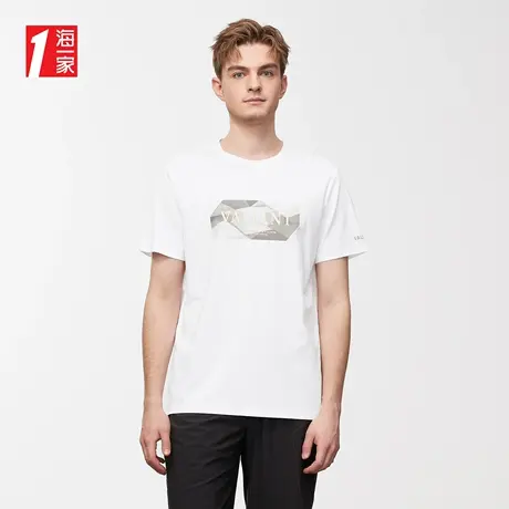 海一家透气舒适短T夏季圆领简约字母印花短袖T恤男图片