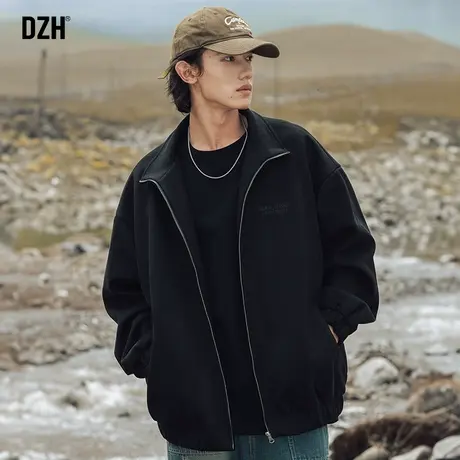 男士黑色麂皮绒外套男潮流百搭秋季港风男装2203新款休闲运动夹克商品大图