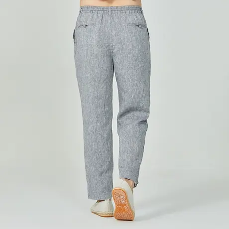 亚麻九分裤男夏季阔腿裤宽松大码直筒薄款中国风棉麻中年男士裤子商品大图