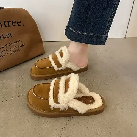 包头半拖鞋女外穿休闲平底时尚2023年新款秋季家居办公室勃肯女鞋商品大图