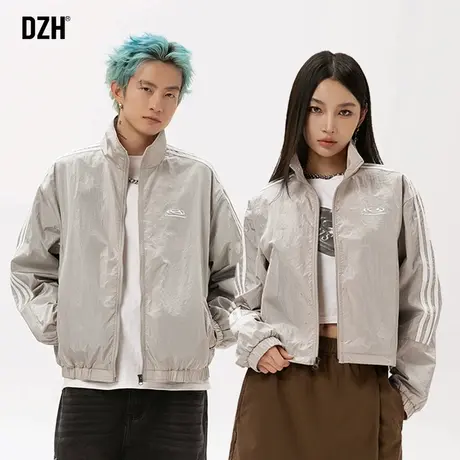 情侣立领夹克外套男春季潮牌宽松男装2024新款休闲运动情侣装短款商品大图