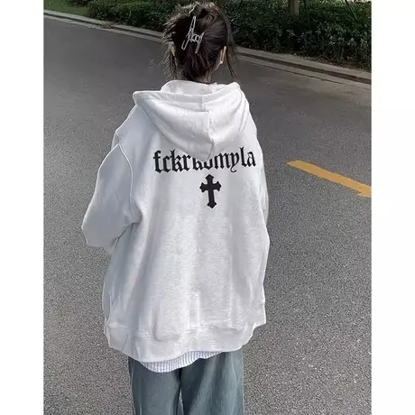 卫衣女2023新款秋冬季小个子慵懒风上衣连帽加绒加厚开衫拉链外套图片