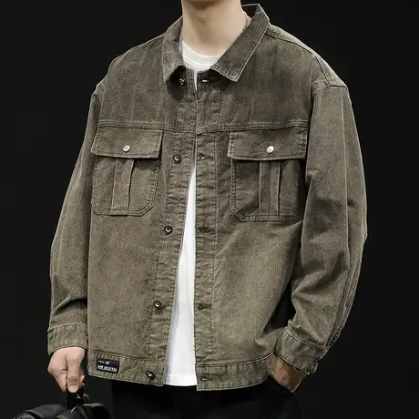 美式休闲衬衣夹克男外套2024新款春季男装胖子大码男士上衣春秋款图片