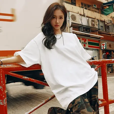 Nuthink加肥加大纯色基础款短袖简约t恤 男潮宽松蝙蝠袖大码半袖商品大图