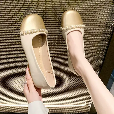 晚晚温柔单鞋女2024春秋新款复古百搭珍珠粗跟奶奶鞋法式玛丽珍鞋商品大图