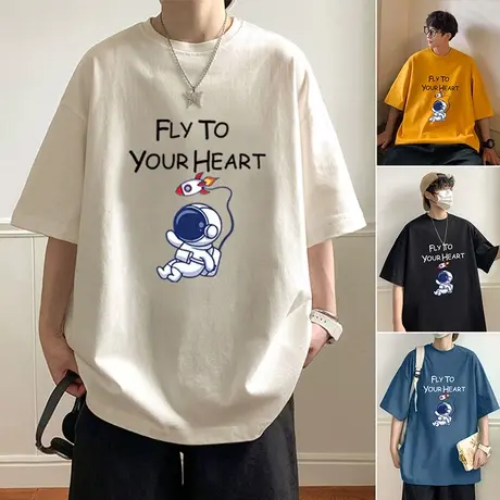 短袖t恤男夏季2024新款宽松男生体恤oversize美式休闲纯棉打底衫商品大图