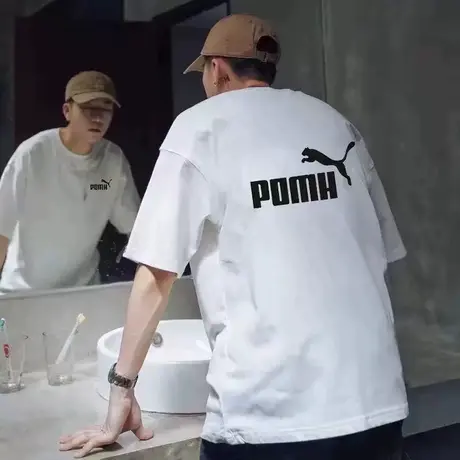 奥特莱斯折扣官网ins潮牌t恤男女短袖夏季纯棉宽松背后印花半袖潮图片