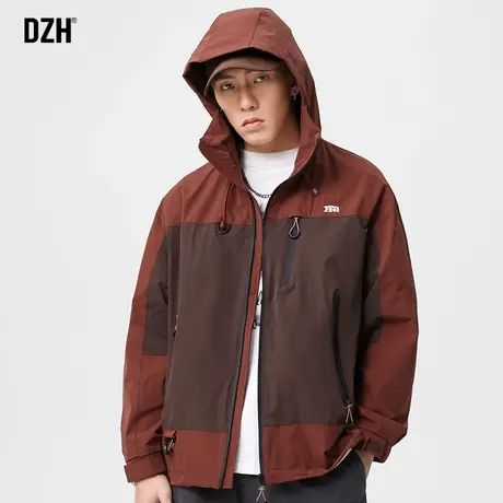 男士连帽冲锋衣男春秋款美式潮牌工装夹克2024新款衣服高级感外套商品大图
