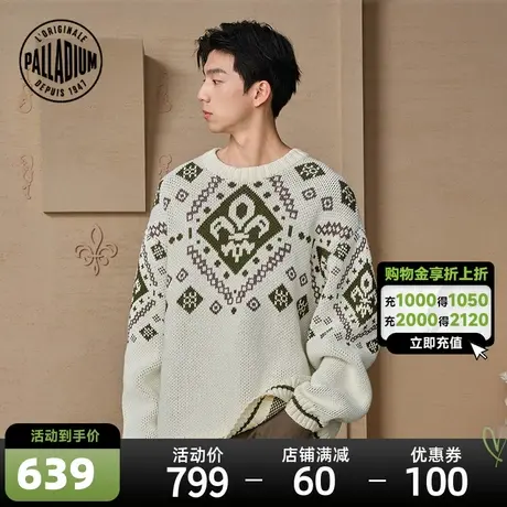 PALLADIUM帕拉丁毛衫圆领鸢尾花提花长袖休闲毛衫109679图片