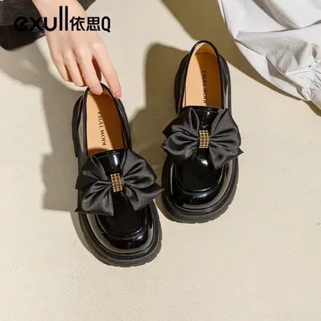 依思q厚底鞋2024年秋新款蝴蝶结公主鞋粗跟增高学院风lolita鞋商品大图