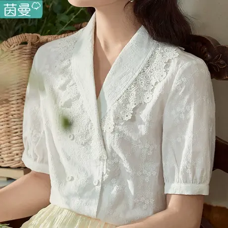 茵曼官方旗舰店法式白衬衫衬衣2024年新款夏天女款上衣小衫短款图片