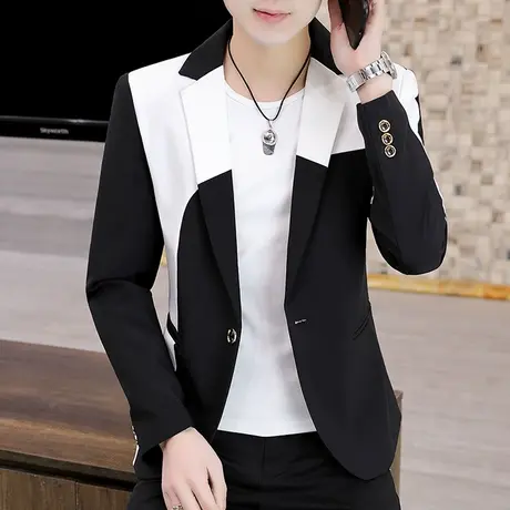 潮牌个性西服男士韩版修身潮流网红发型师小西装春季帅气精神外套商品大图