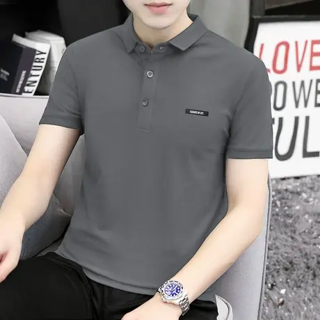 翻领t恤男士短袖保罗polo衫带领夏季上衣服冰丝凉感半袖有领体恤商品大图