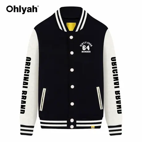 Ohlyah棒球服外套女2022新款宽松休闲情侣装卫衣开衫潮牌印花上衣商品大图