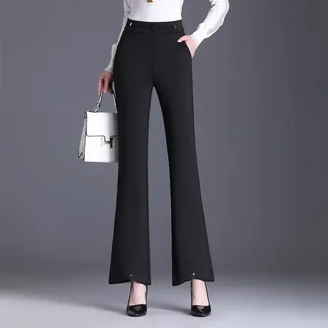 黑色坠感鱼尾裤女微喇叭裤子秋季2023新款高腰修身通勤长裤休闲裤图片