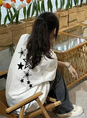 美式复古正肩纯棉短袖t恤女夏半袖宽松设计感小众港味chic上衣服商品大图