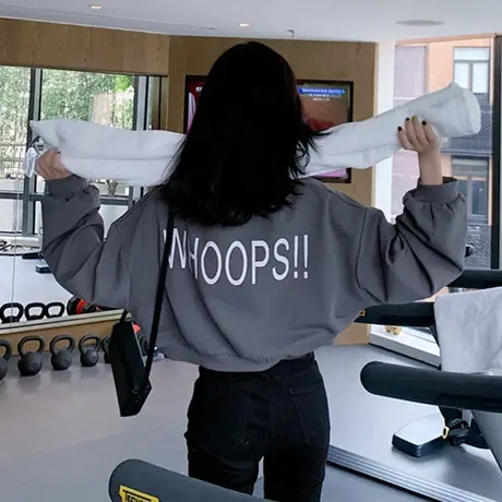 短款卫衣女春秋薄款oversize小众高街潮牌ins美式复古hiphop外套商品大图