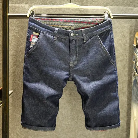 夏季原色牛仔短裤男款潮流百搭五分裤男装个性斜口袋休闲中裤薄款商品大图